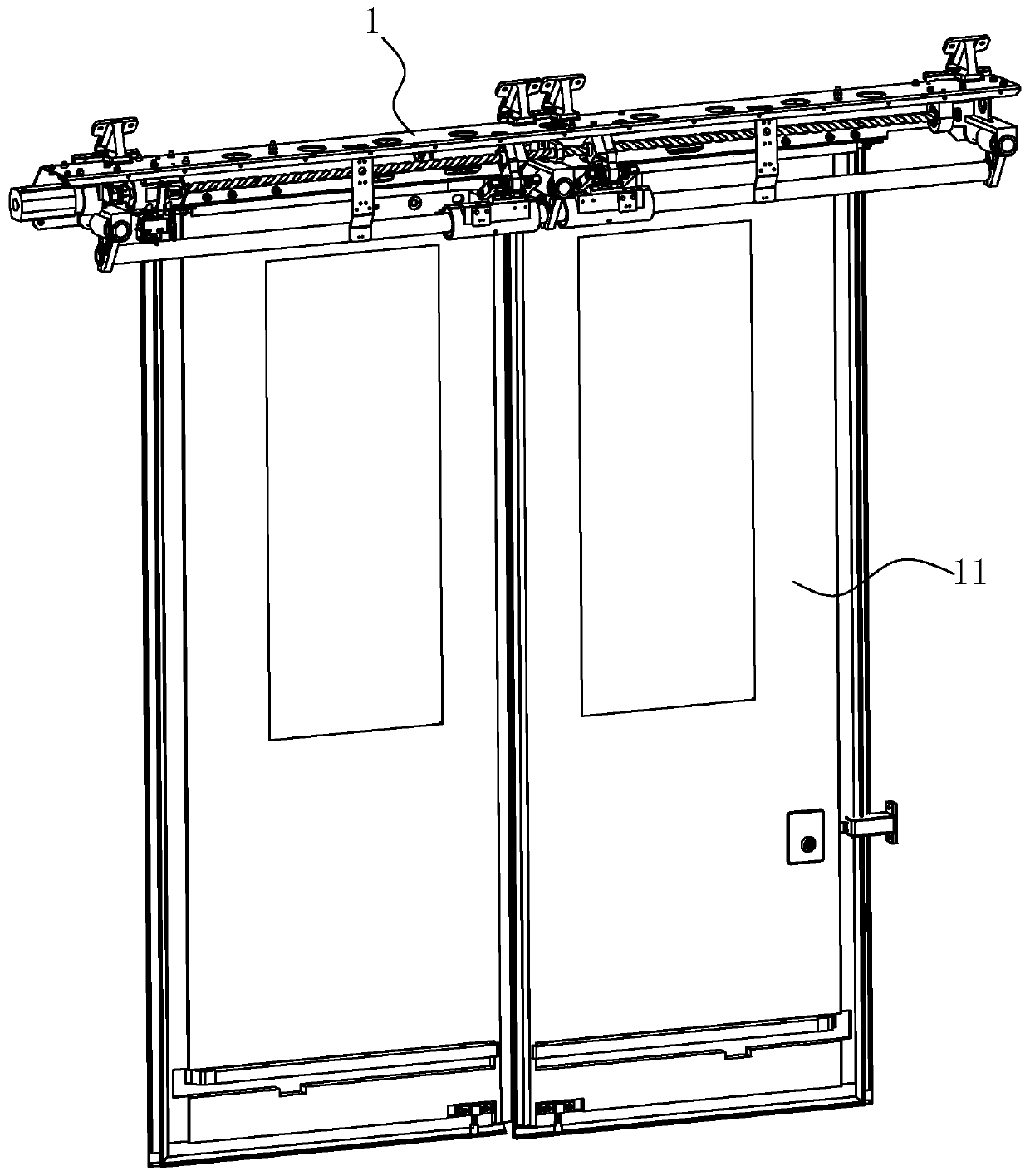 Guide-column-free sliding plug door mechanism