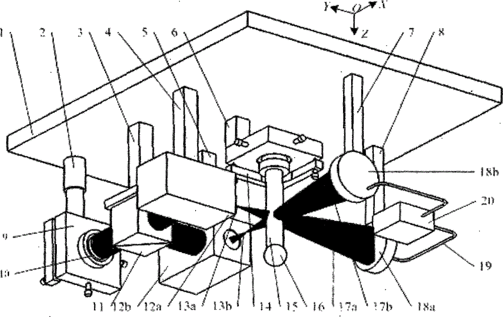 Orthogonal optical path two-dimensional micro-focus collimation and three-dimensional coordinate sensor