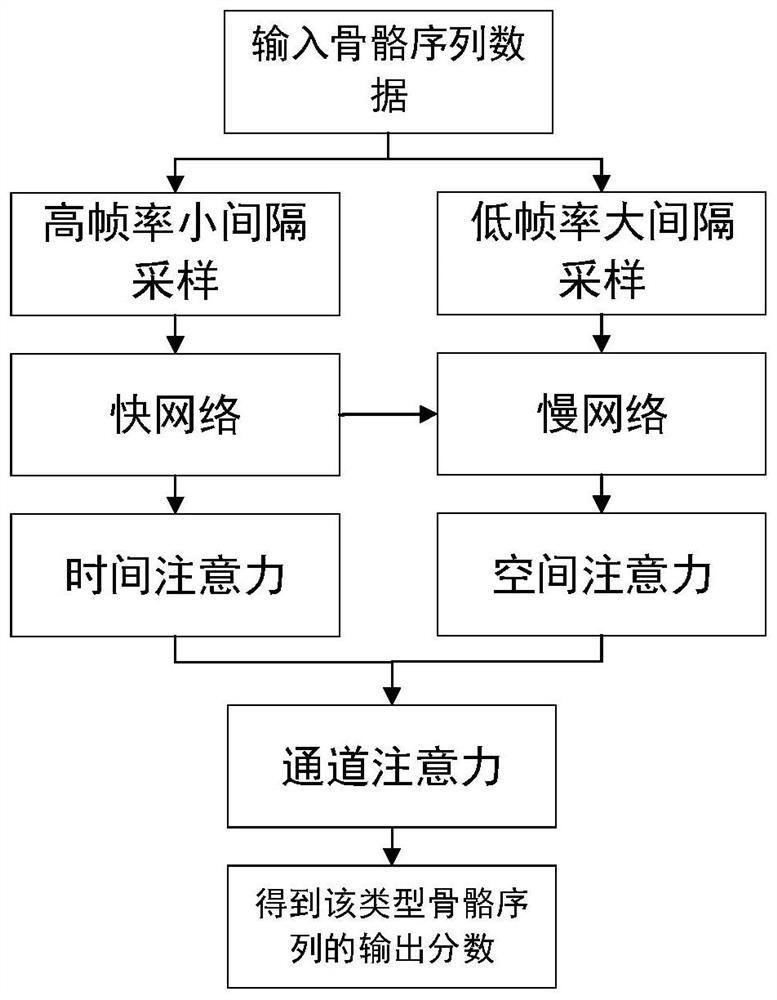 Human skeleton behavior recognition method based on multi-stream fast and slow graph convolutional network