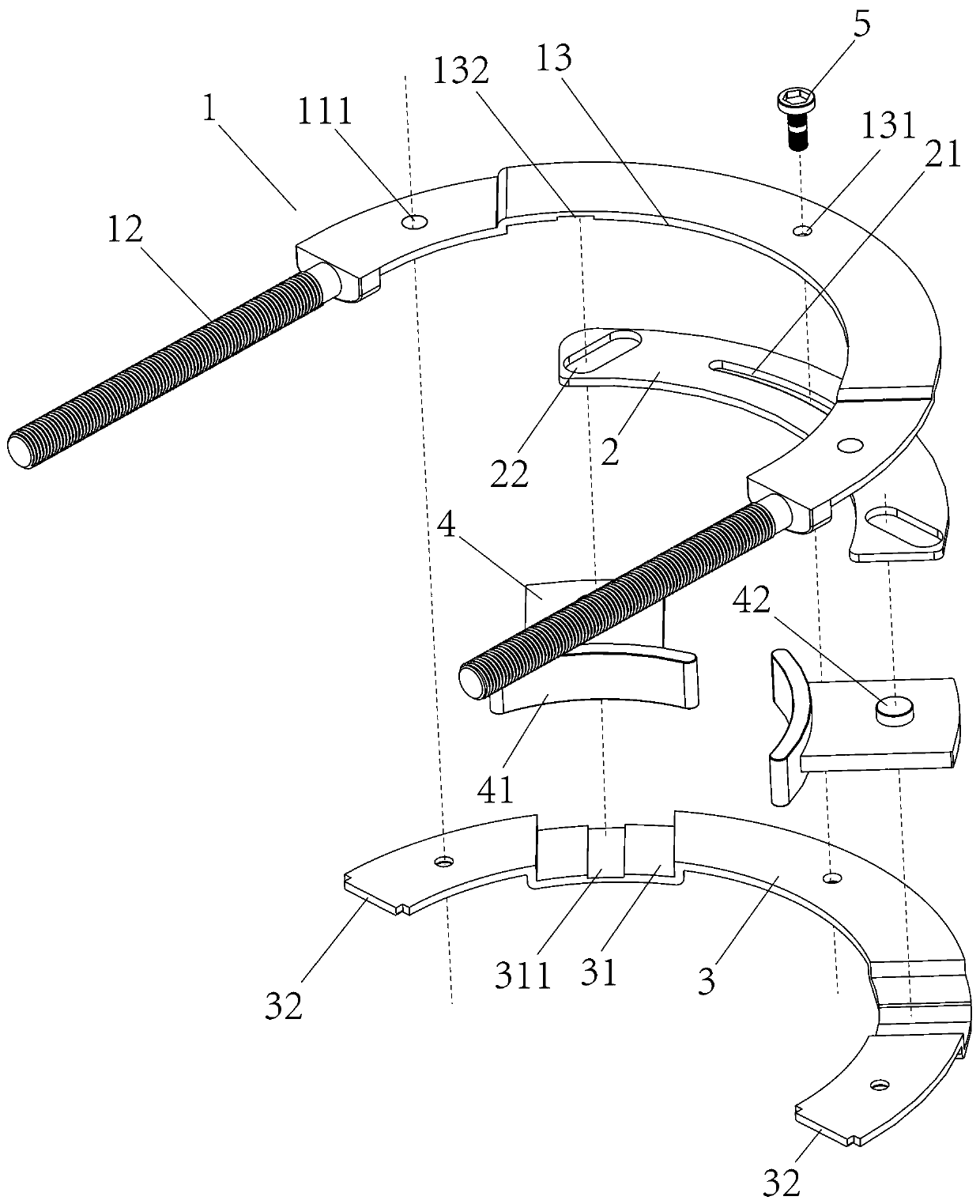 Multi-adaptability U-shaped fastening device