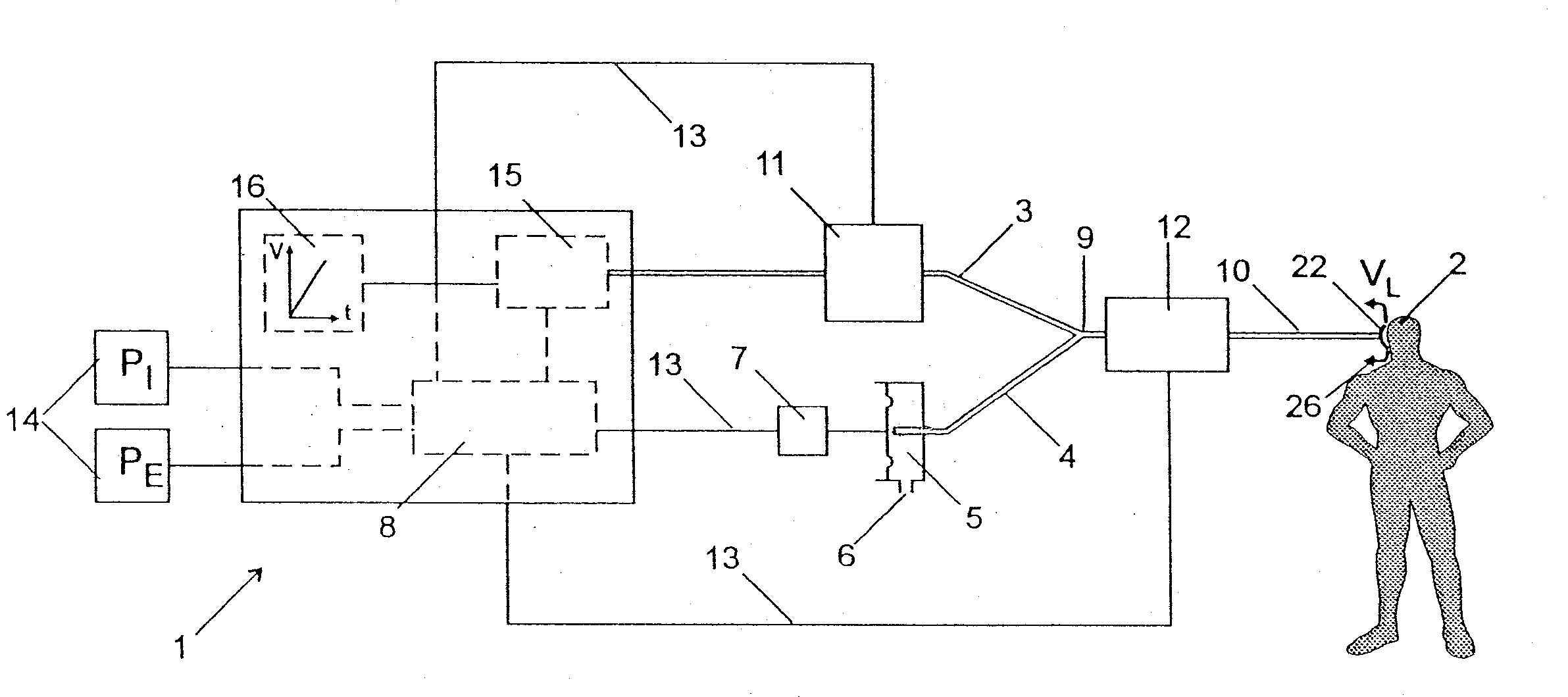 Device and method for determining leaks of a respirator