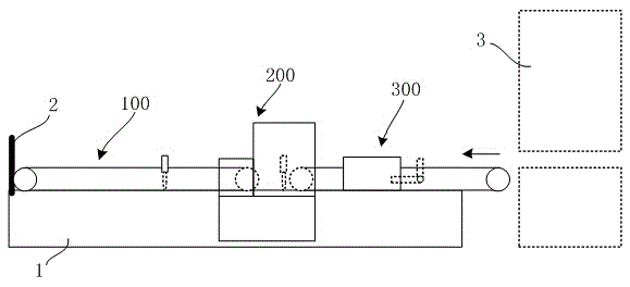 Conveying and trimming assembly used for melamine board, trimming and board discharging assembly and achieving method of conveying and trimming assembly and trimming and board discharging assembly