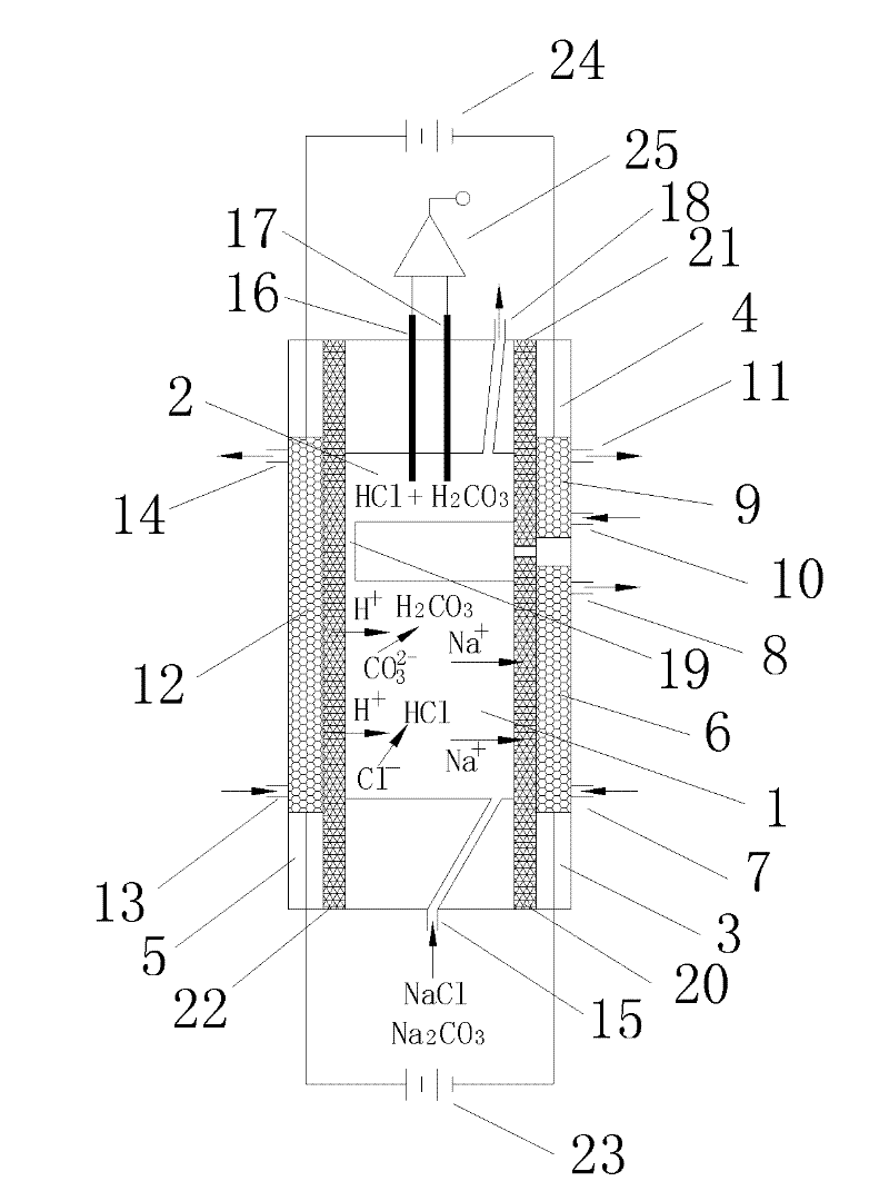 Integrated device with integration of ion chromatography electrochemical inhibitor and resistance detection pool