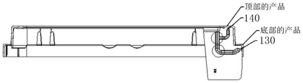 Inclined ejection pouring structure with double layers of pouring gates