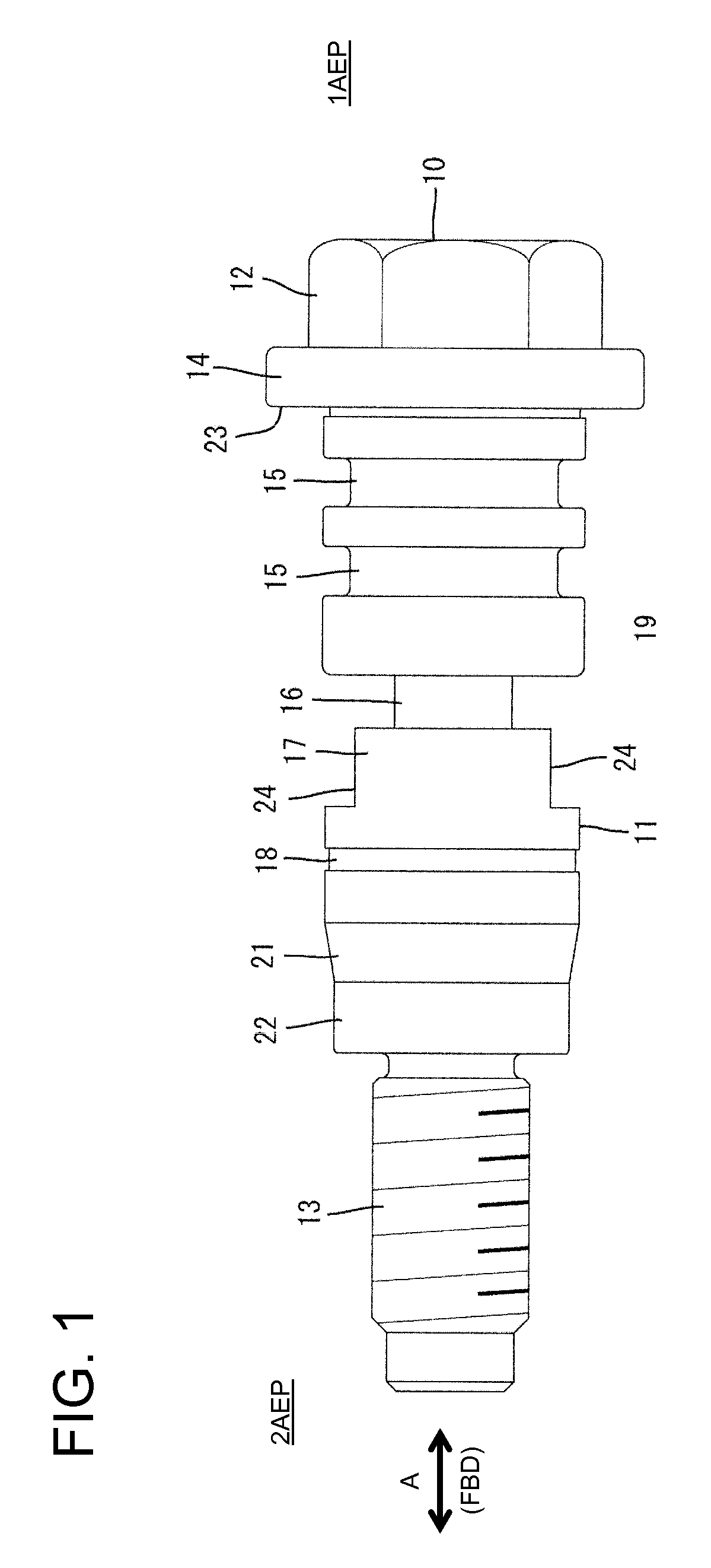 Connector connecting bolt, connector and connector assembly