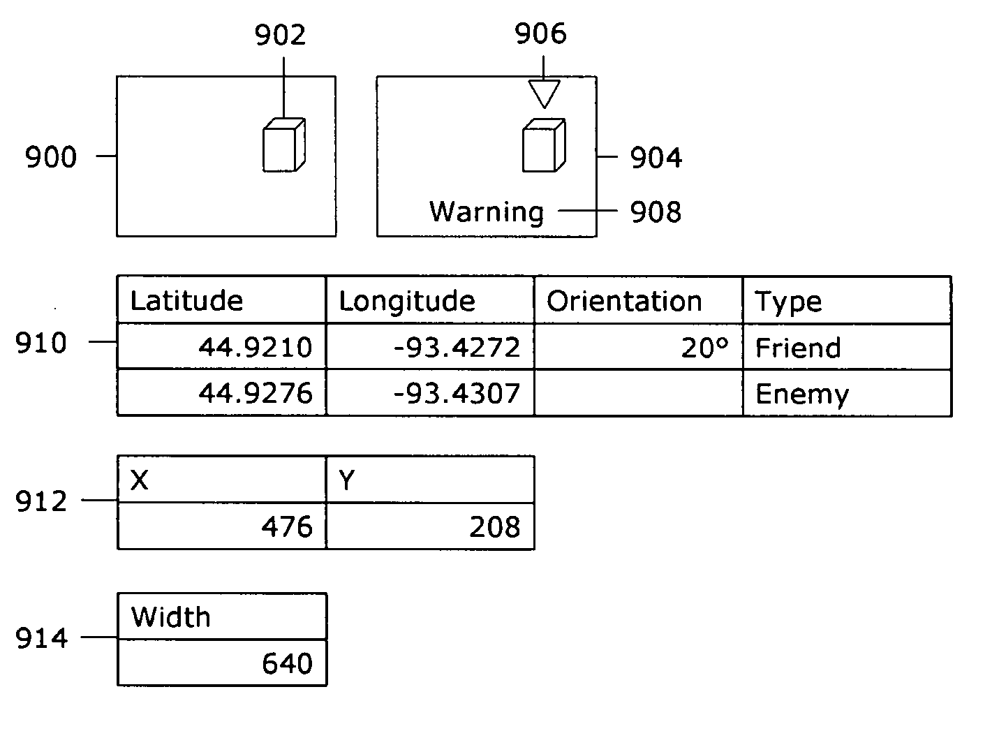 Indicating positions of and directions to battlefield entities in a soldier's head-mounted display