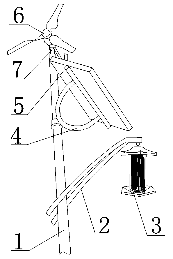 Wind-solar complementary solar trap lamp