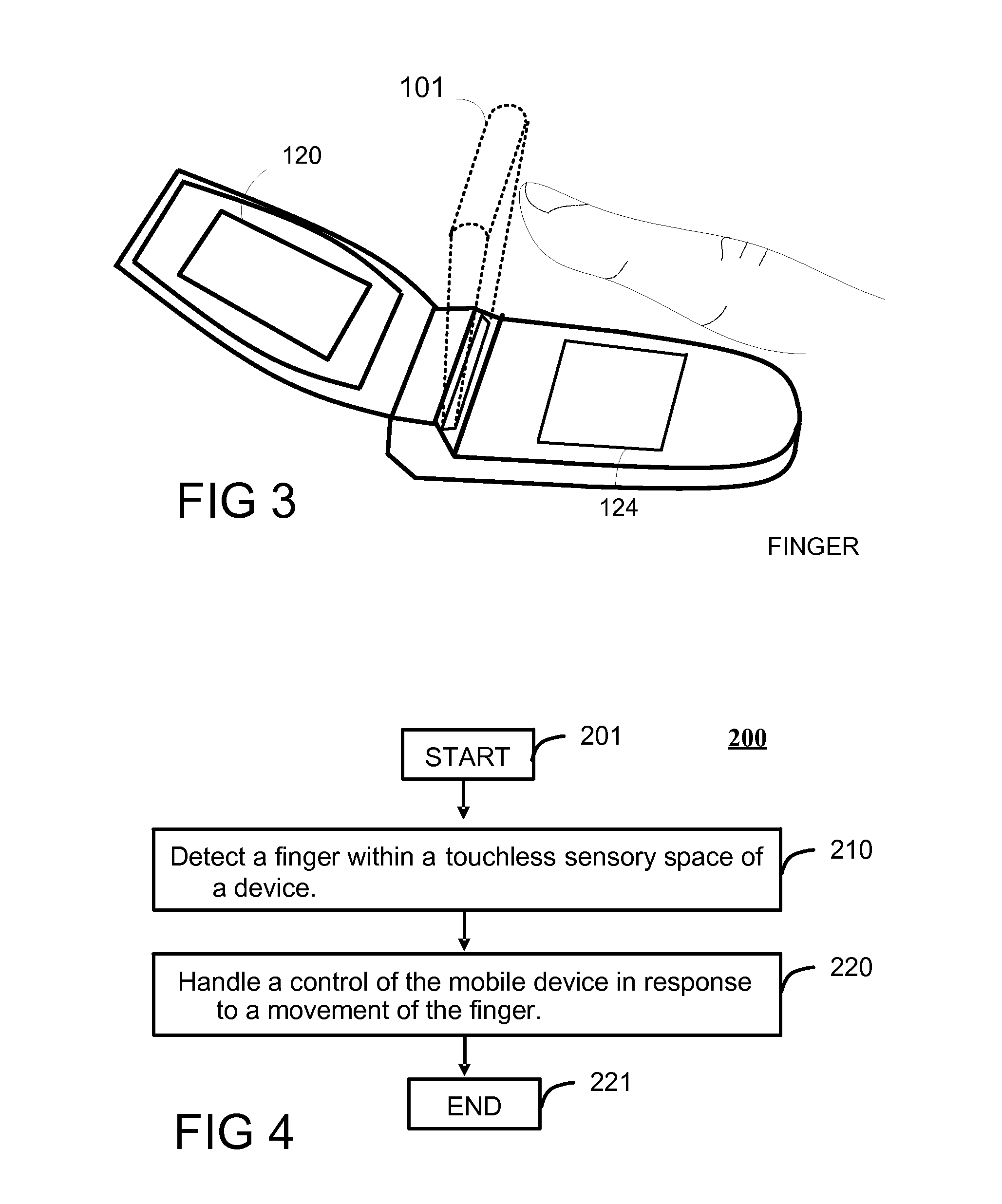 Method and apparatus for touchless control of a device