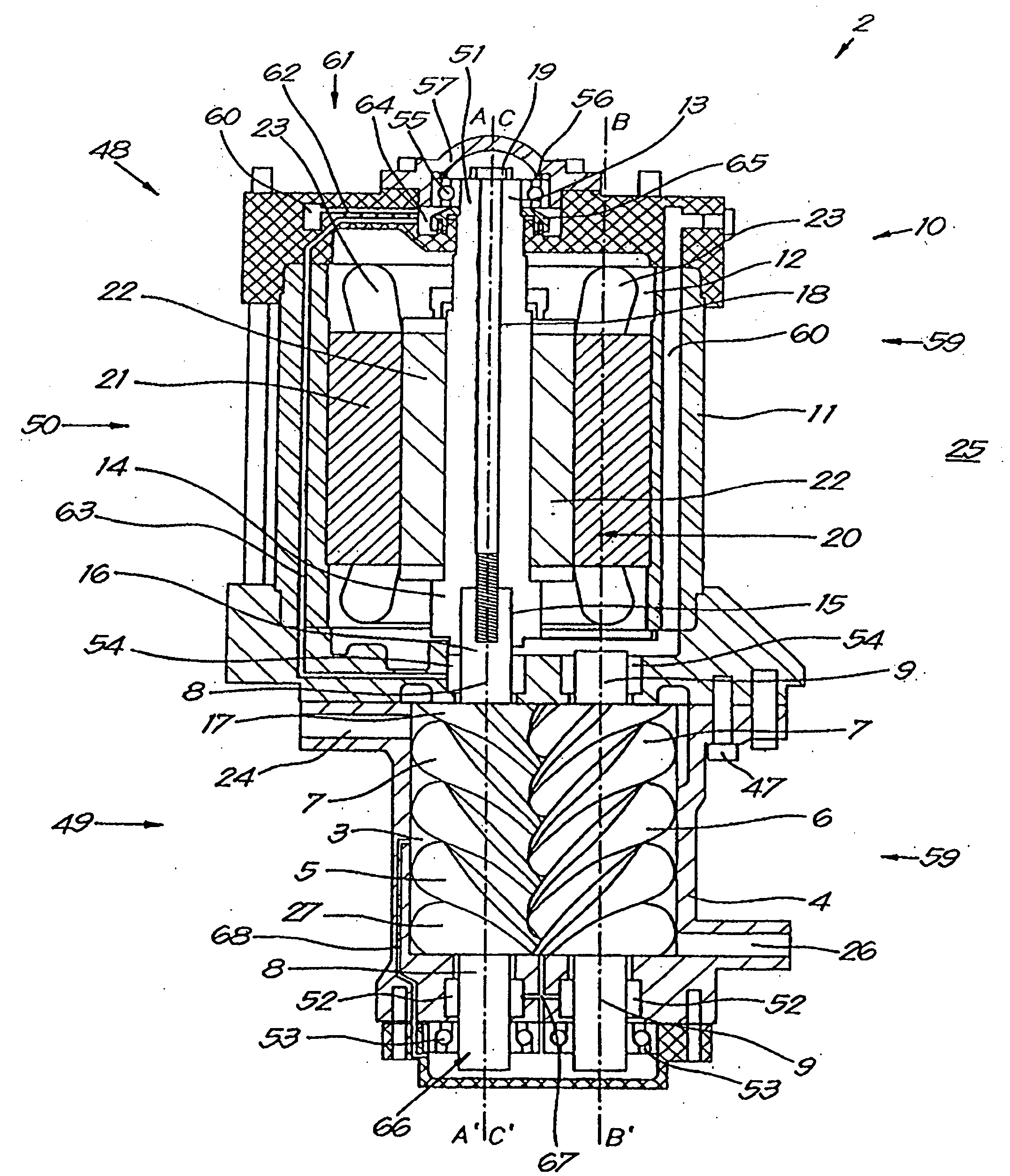 Compressor device, as well as the use of such an assembly