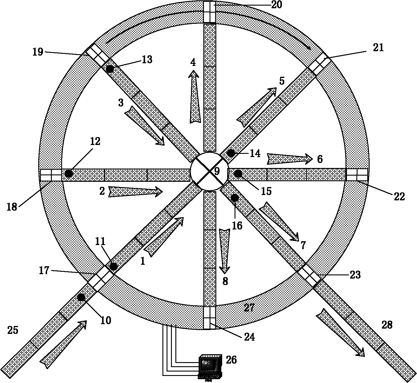 Spoke-like vehicle body automatic ordering buffer area and ordering method thereof