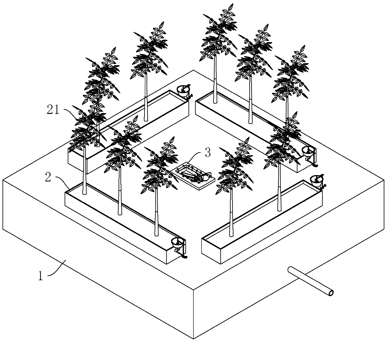 Slope villa yard landscape structure