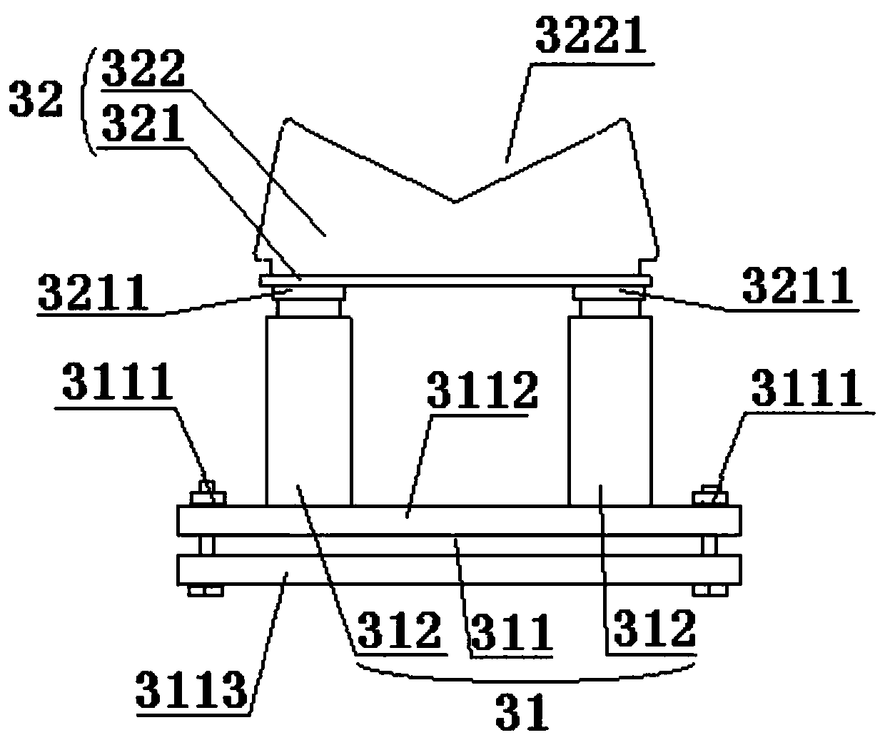 Three-shaft six-direction adjustable tool for automobile power assembly