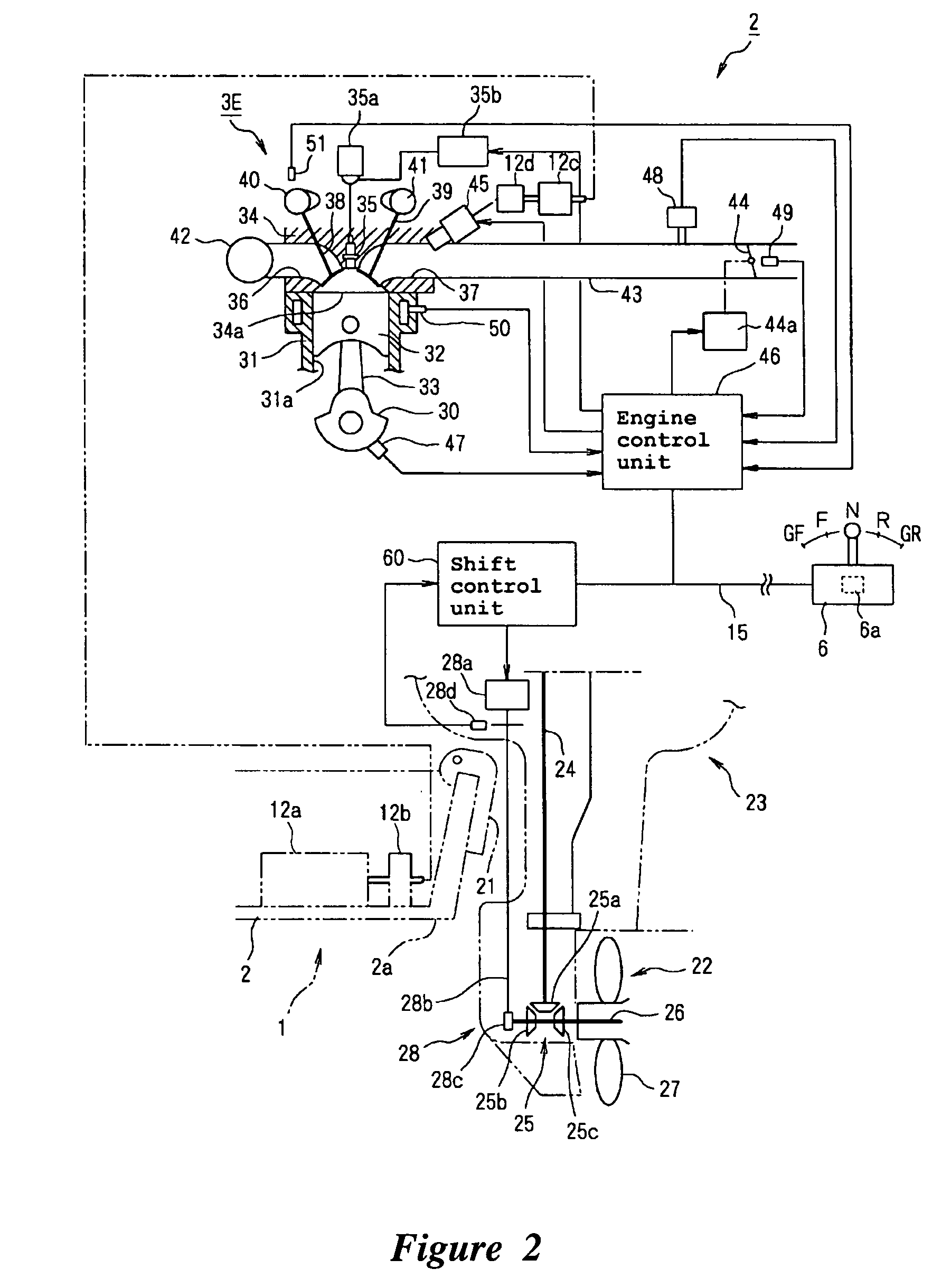 Control device for engine of boat