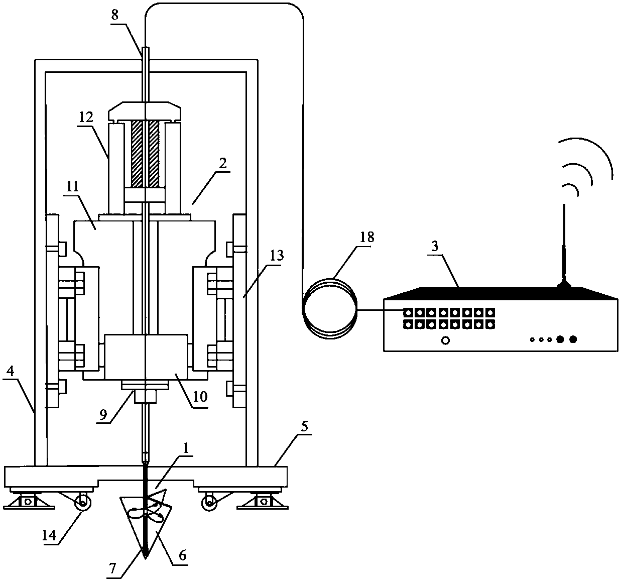 Penetration shearing device and method for foundation in-situ testing based on optical fiber and optical grating