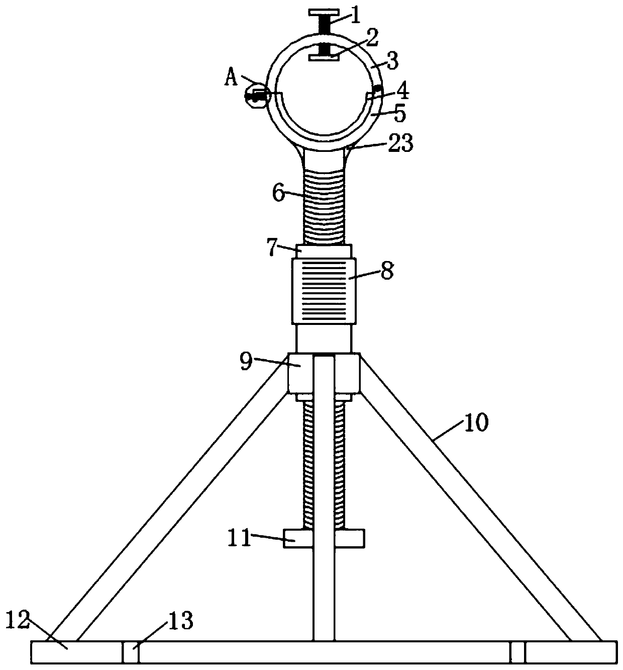 Pipeline fixing device on building construction scaffold