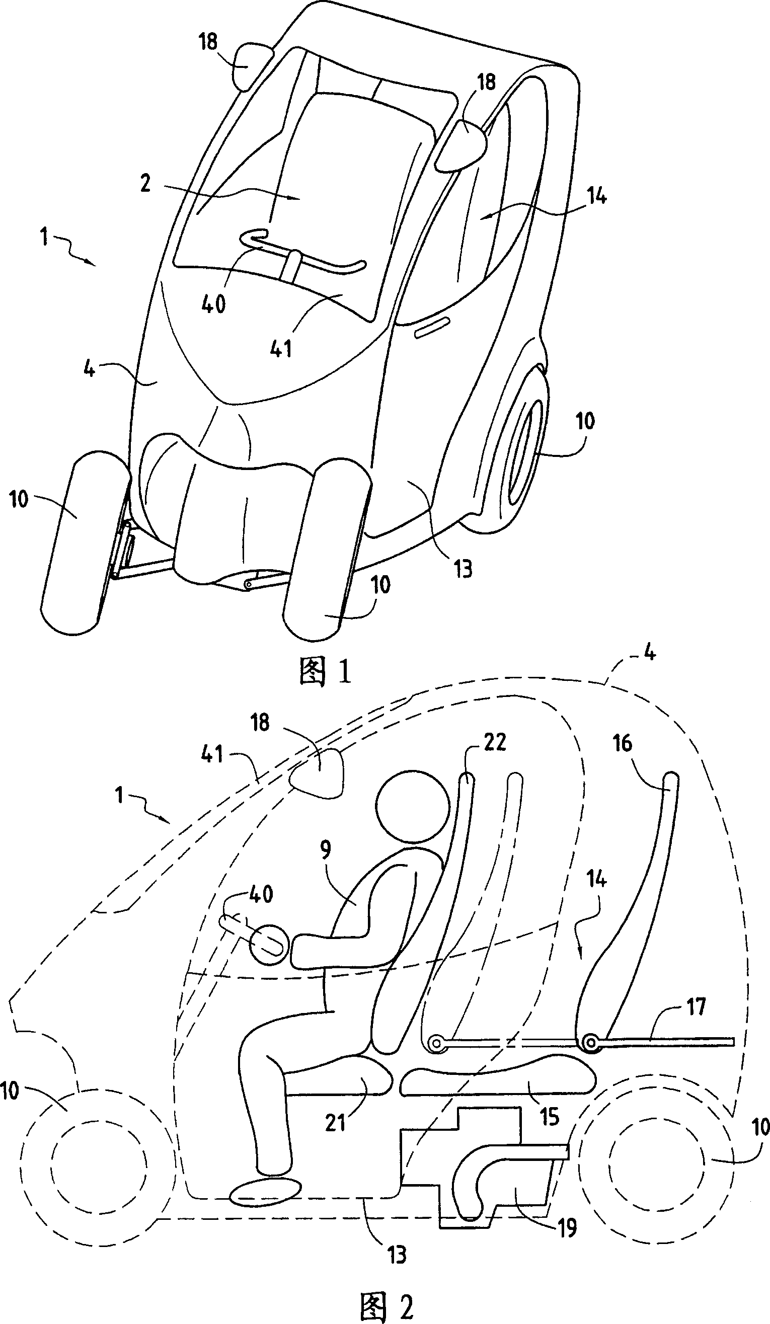 Motor vehicle with limited angle of inclination