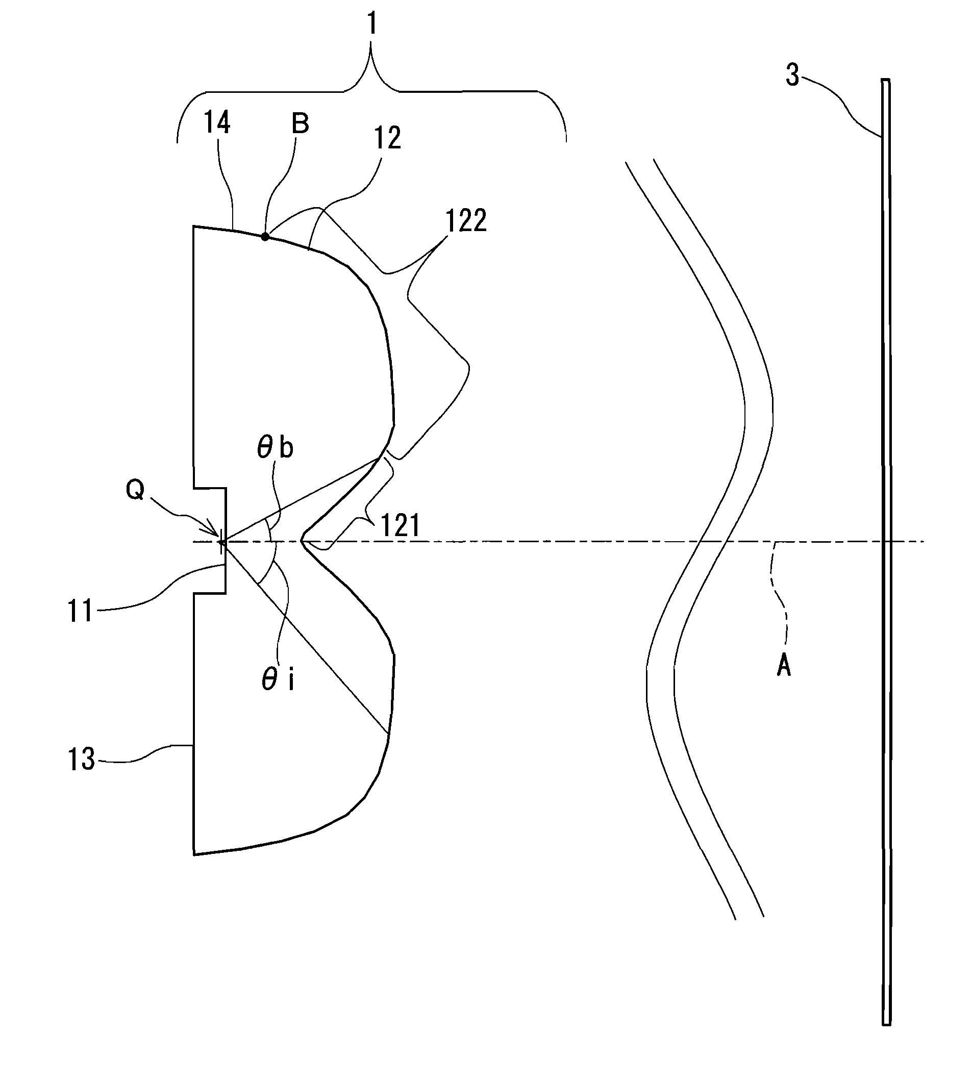 Illuminating lens, lighting device, surface light source, and liquid-crystal display apparatus