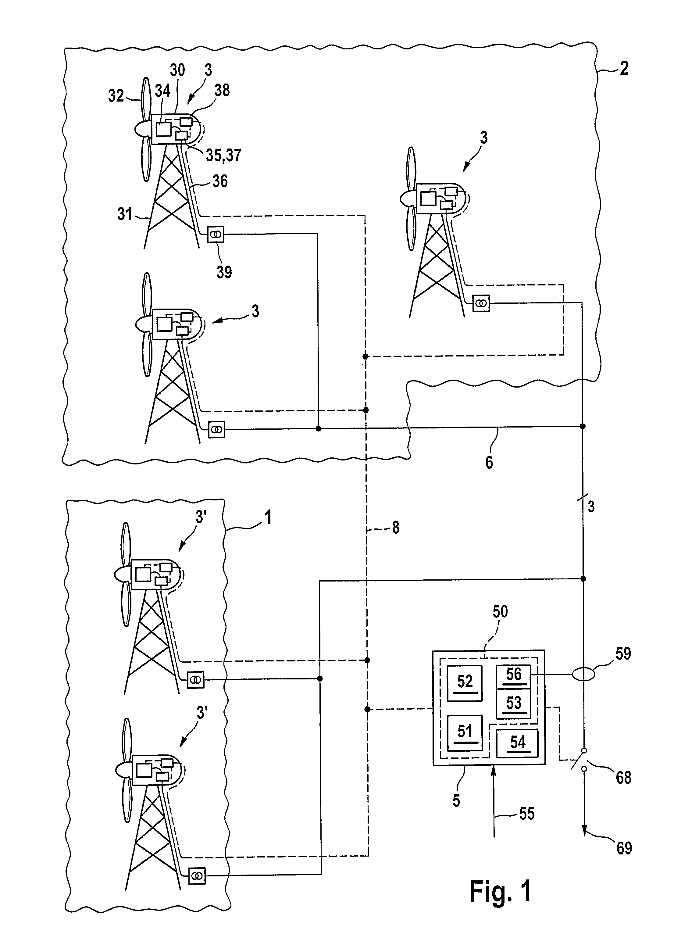 Power control of a wind farm and method thereof