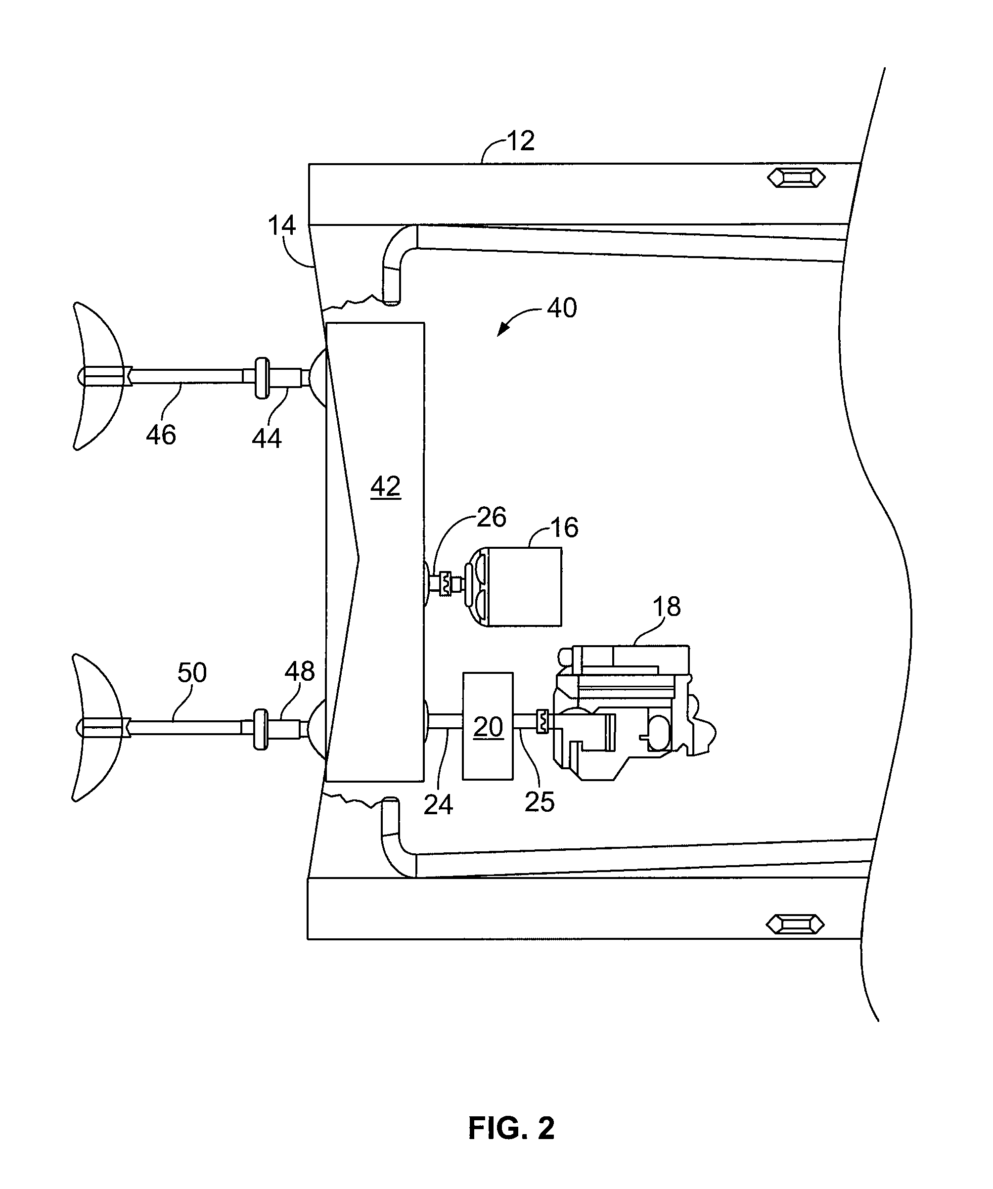 Two-Into-Two or One Hybrid Power Device for a Marine Vehicle