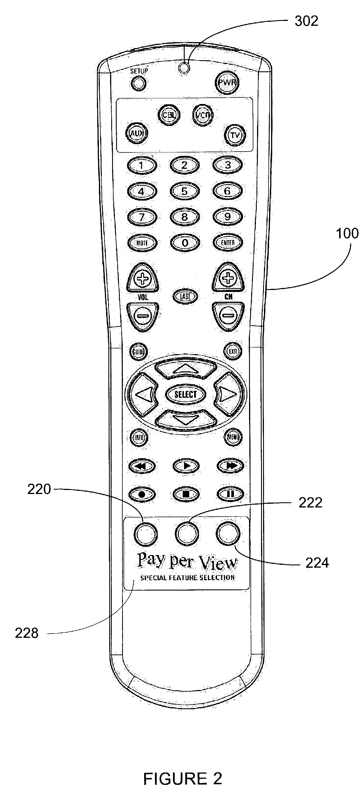 Remote control with selective key illumination