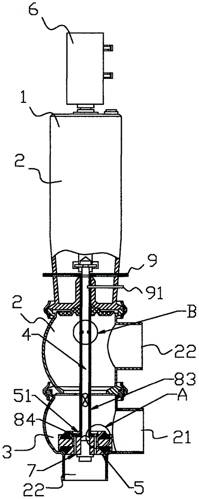 Large-flow type pneumatic shut-off directional valve