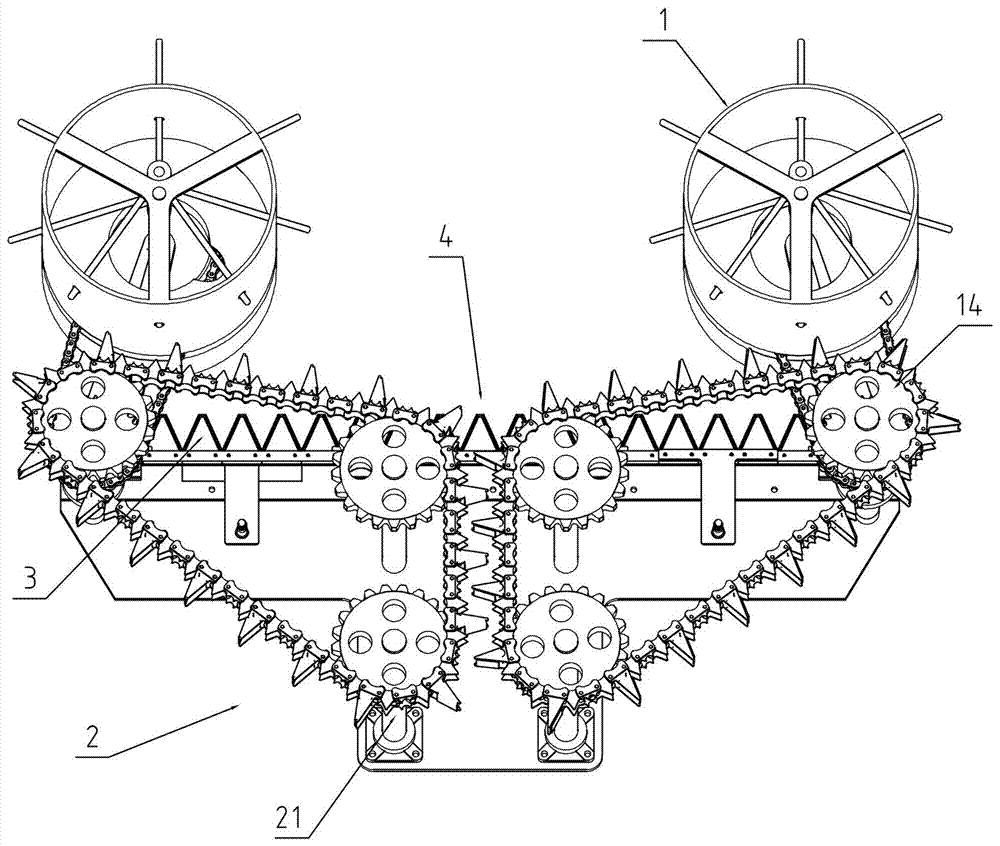 Harvester stalk-poking mechanism for high-stalk crops