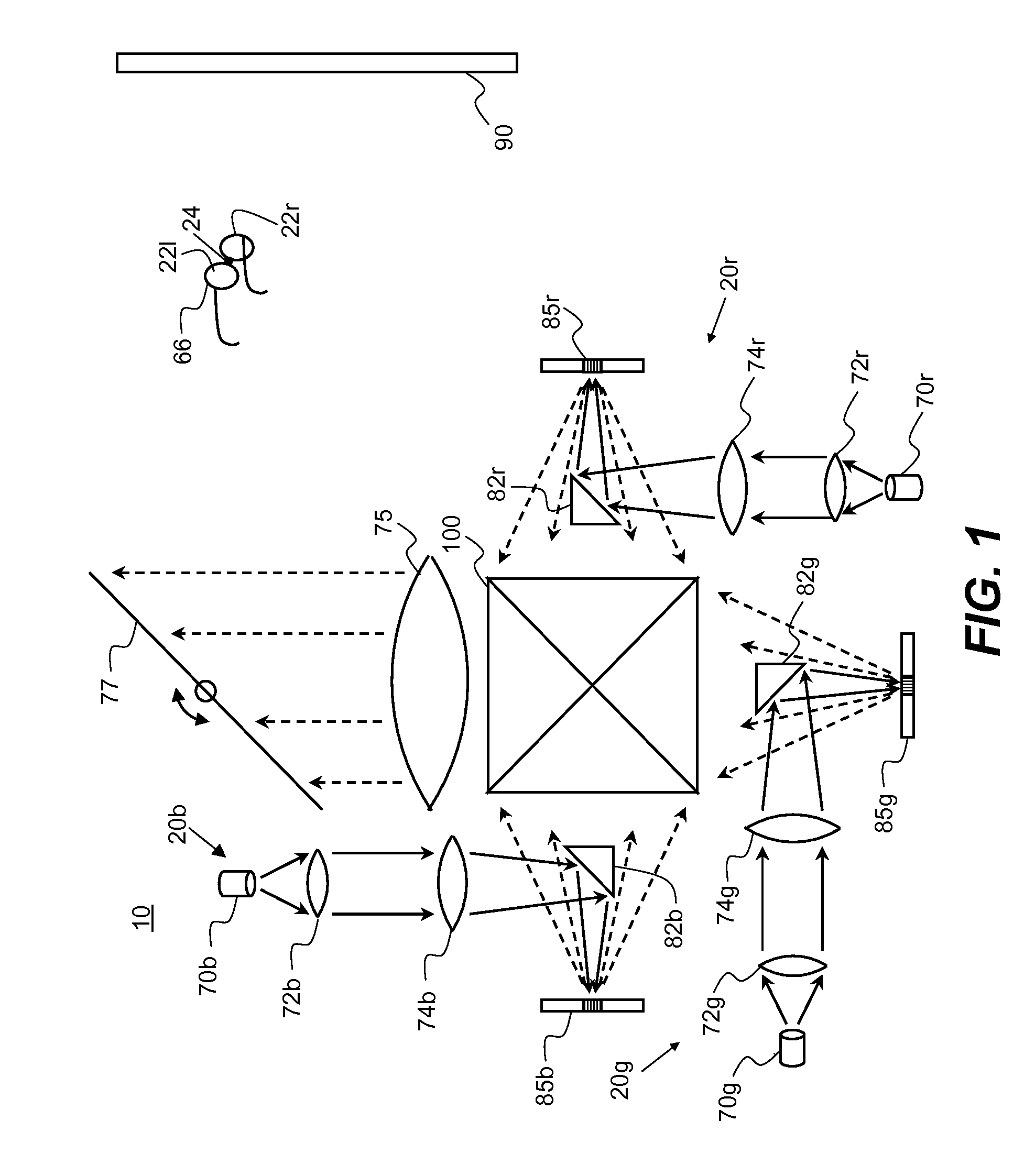 Display using bidirectionally scanned linear modulator