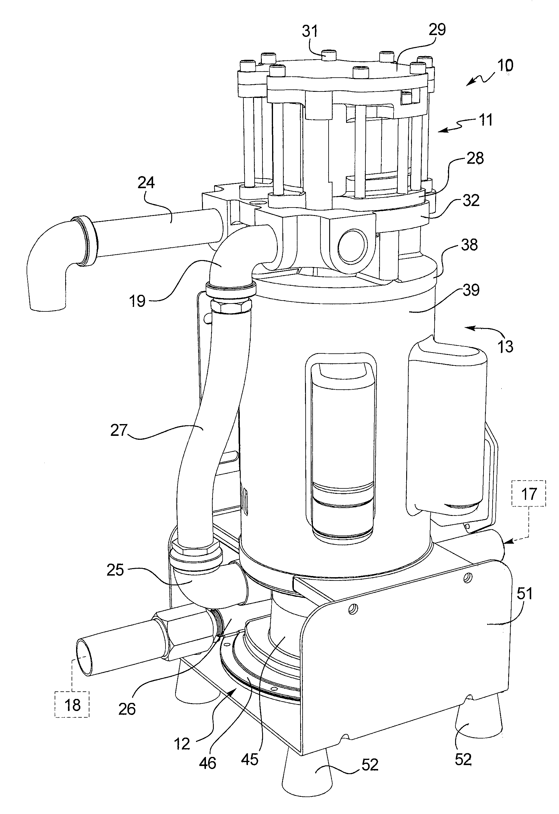 Combination vertical rotary vane suction pump and liquid separator