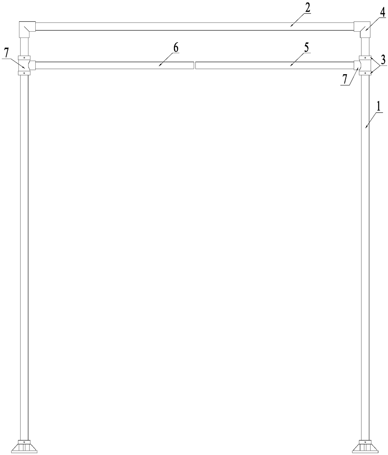 Anti-deflection self-locking device for the closed state of the limit frame beam