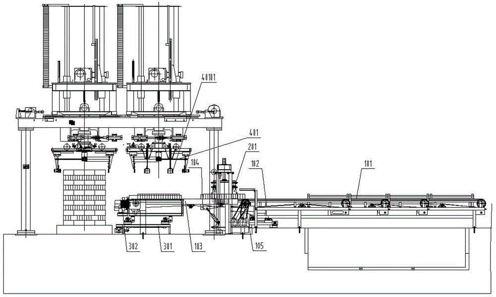 Semiautomatic brick unloading, grouping and stacking device and method for sintered bricks