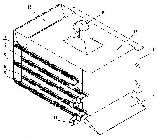 Roller piece crossing combined conveying type supporting pipe exhaust dryer