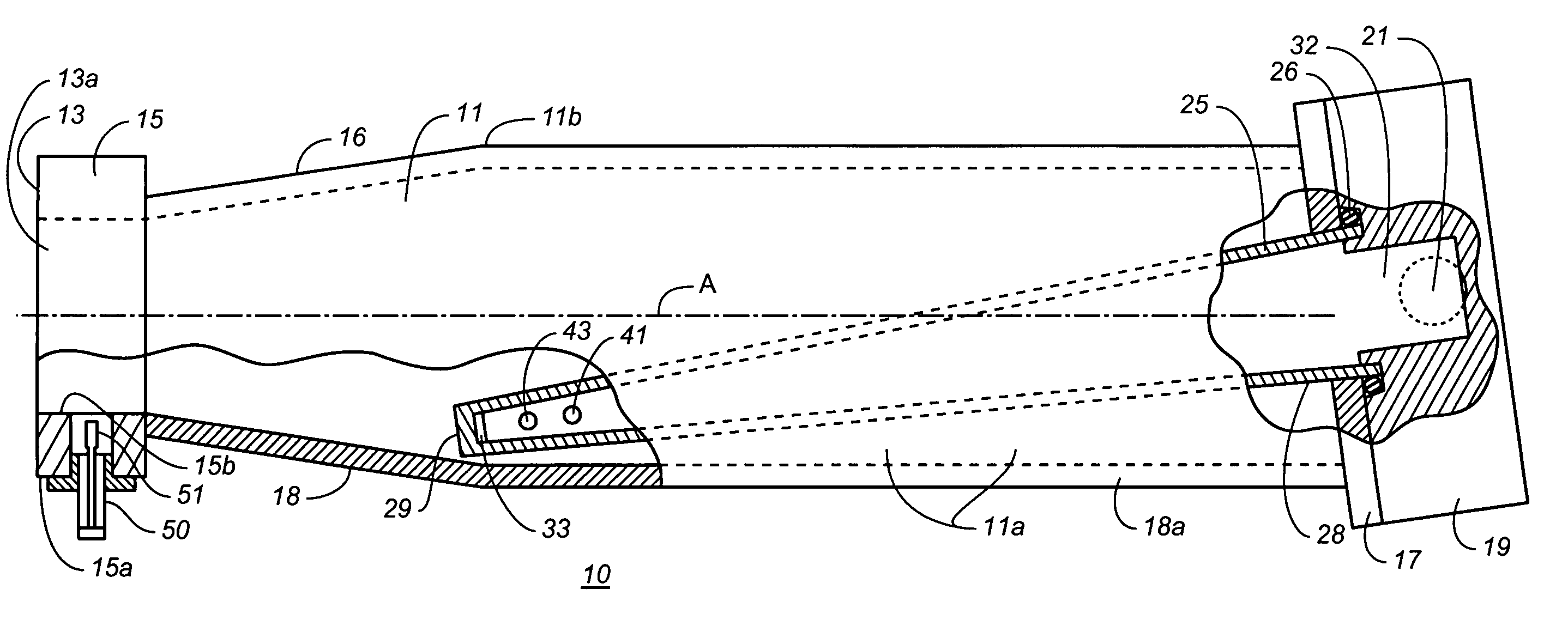 High power absorbing waveguide termination for a microwave transmission line