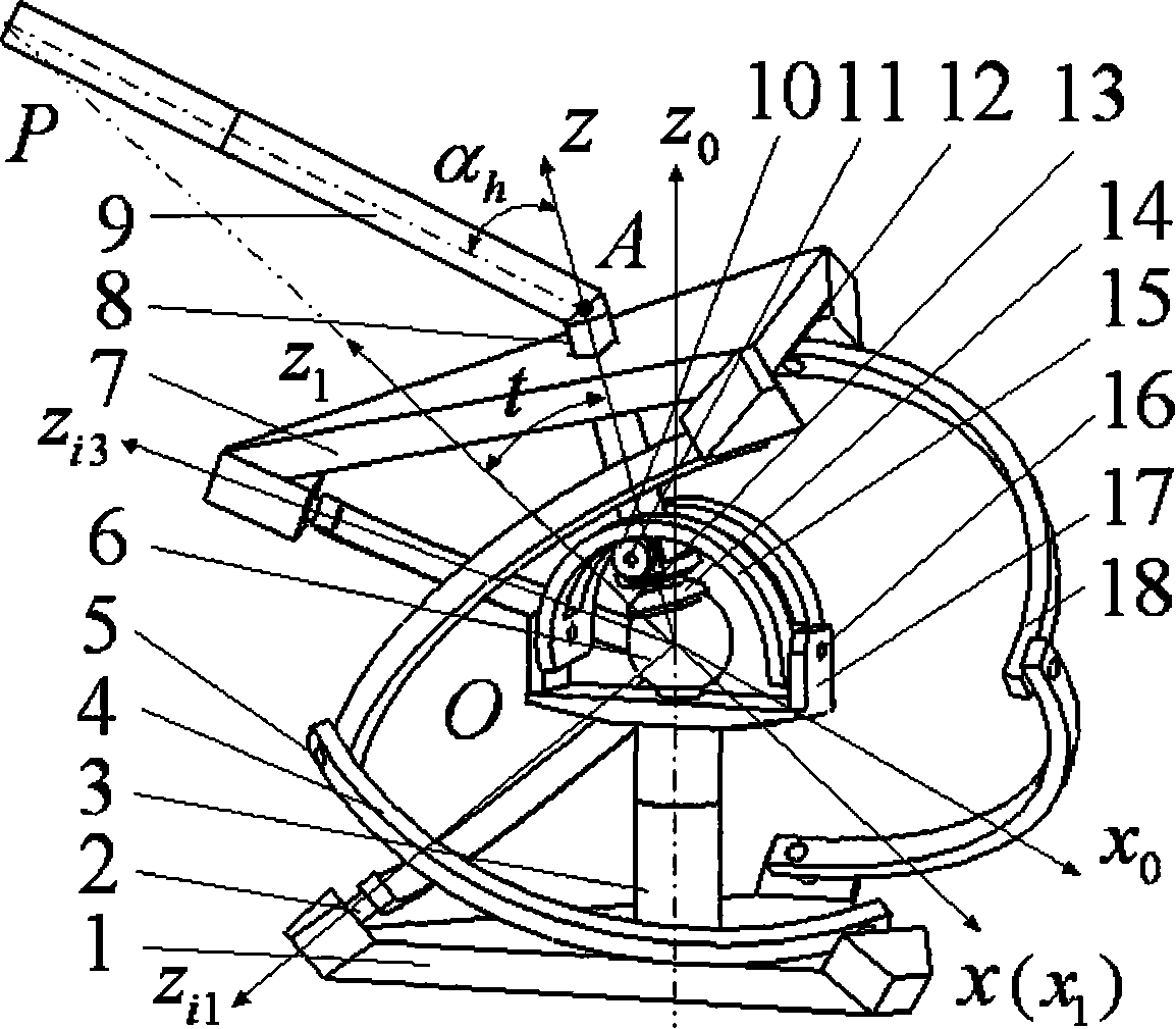 Off-set output 3-dof spherical surface parallel mechanism articulated with center spherical surface