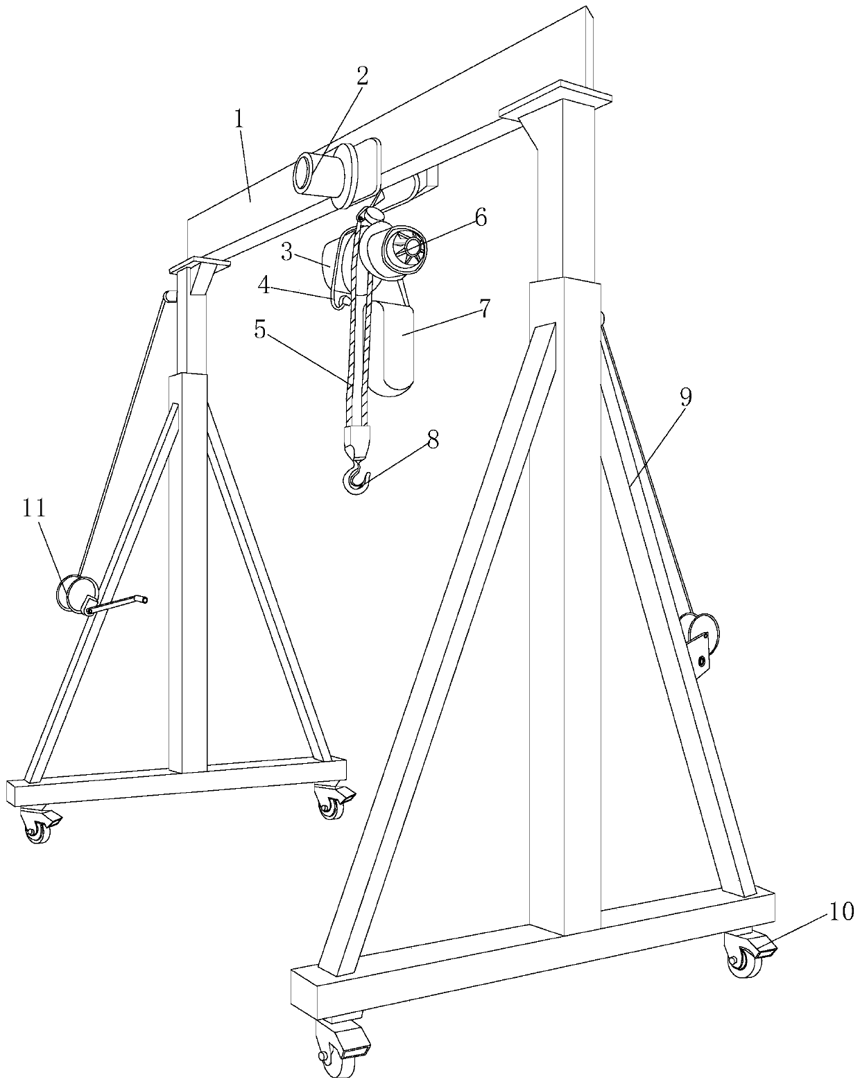 A rapid lifting device for bridge construction machinery