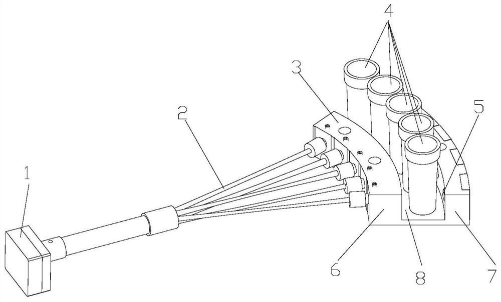 Blue light multi-thread concurrent detection device, control system and iodine element detector