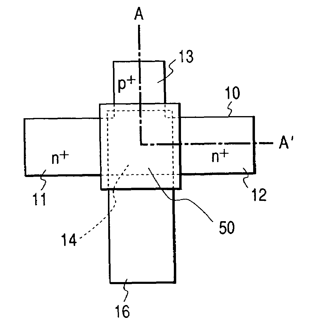 Static RAM having a TFT with n-type source and drain regions and a p-type region in contact with only the intrinsic channel of the same