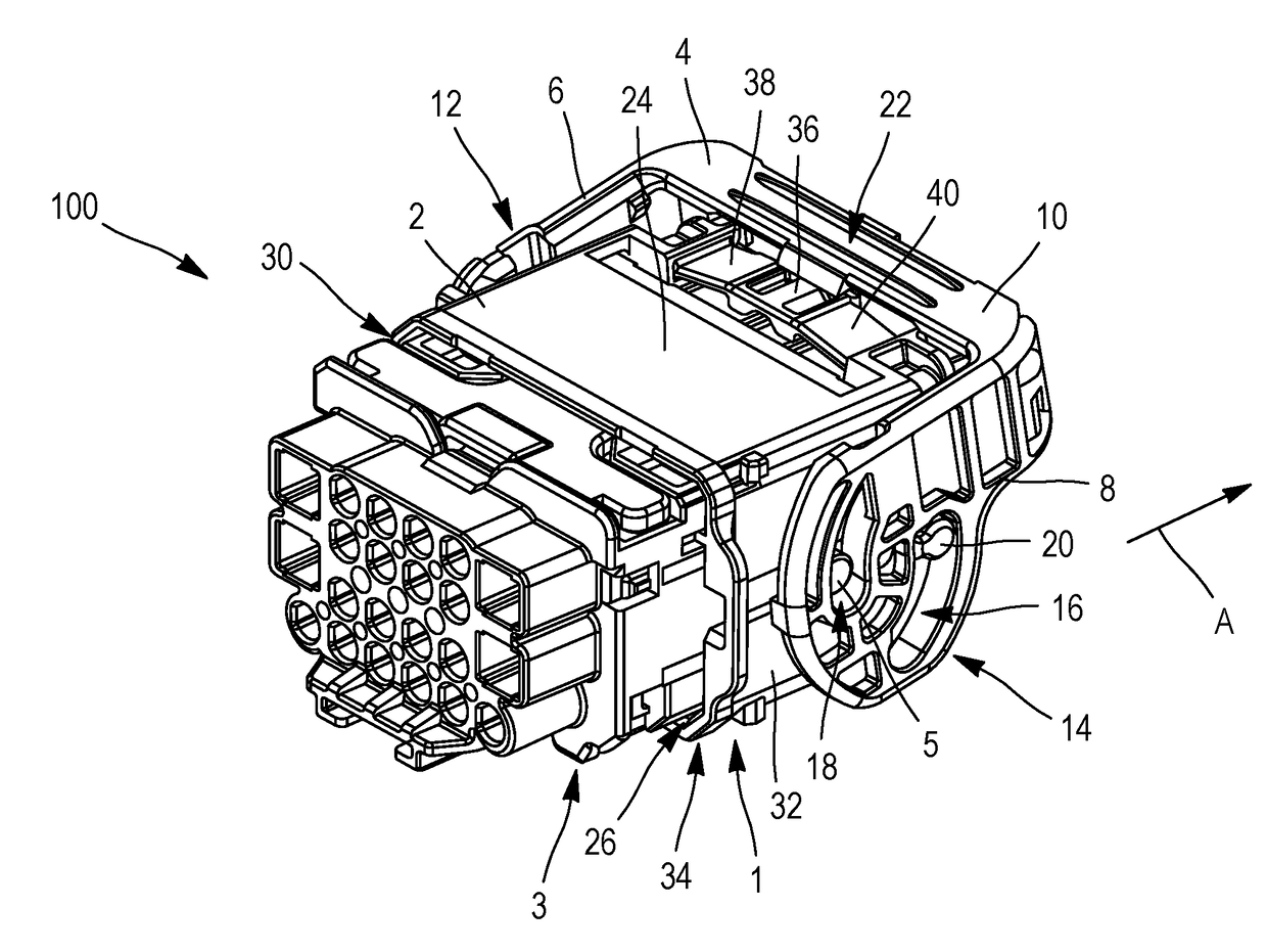 Connector having locking of the lever for facilitating the connection