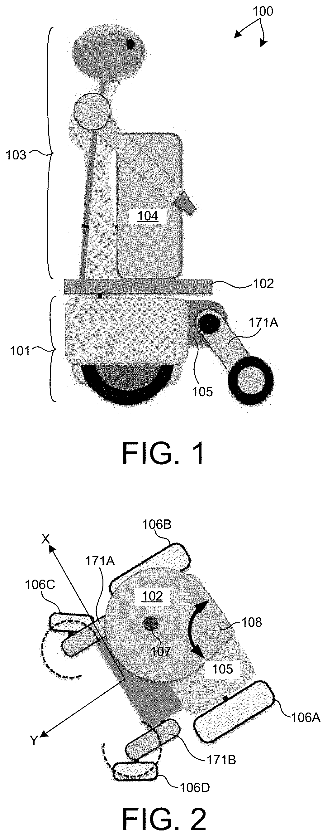 Service robot having movable center of mass