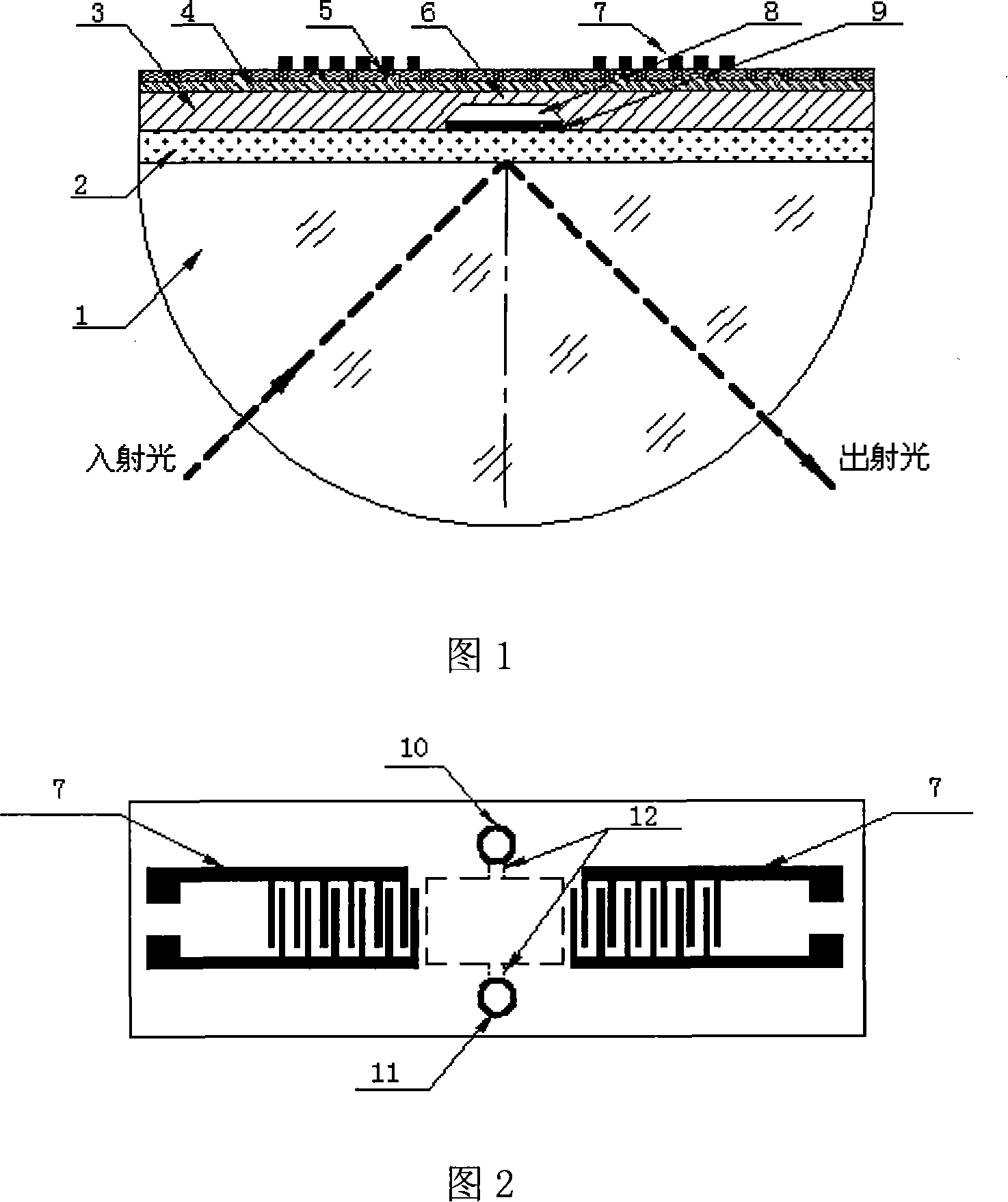 Surface plasma body resonant vibration and flexible flat plate wave combined detection biologic sensor