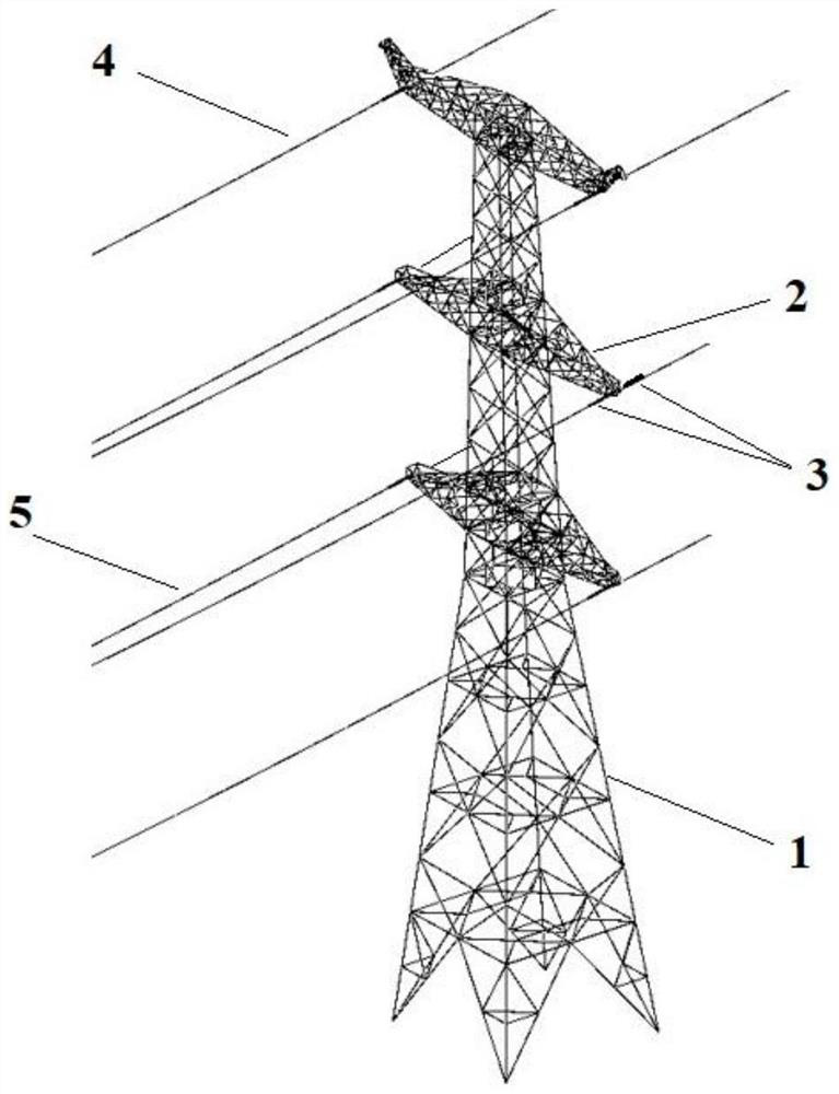 Shock absorbing damper for tension tower of transmission line and its installation structure