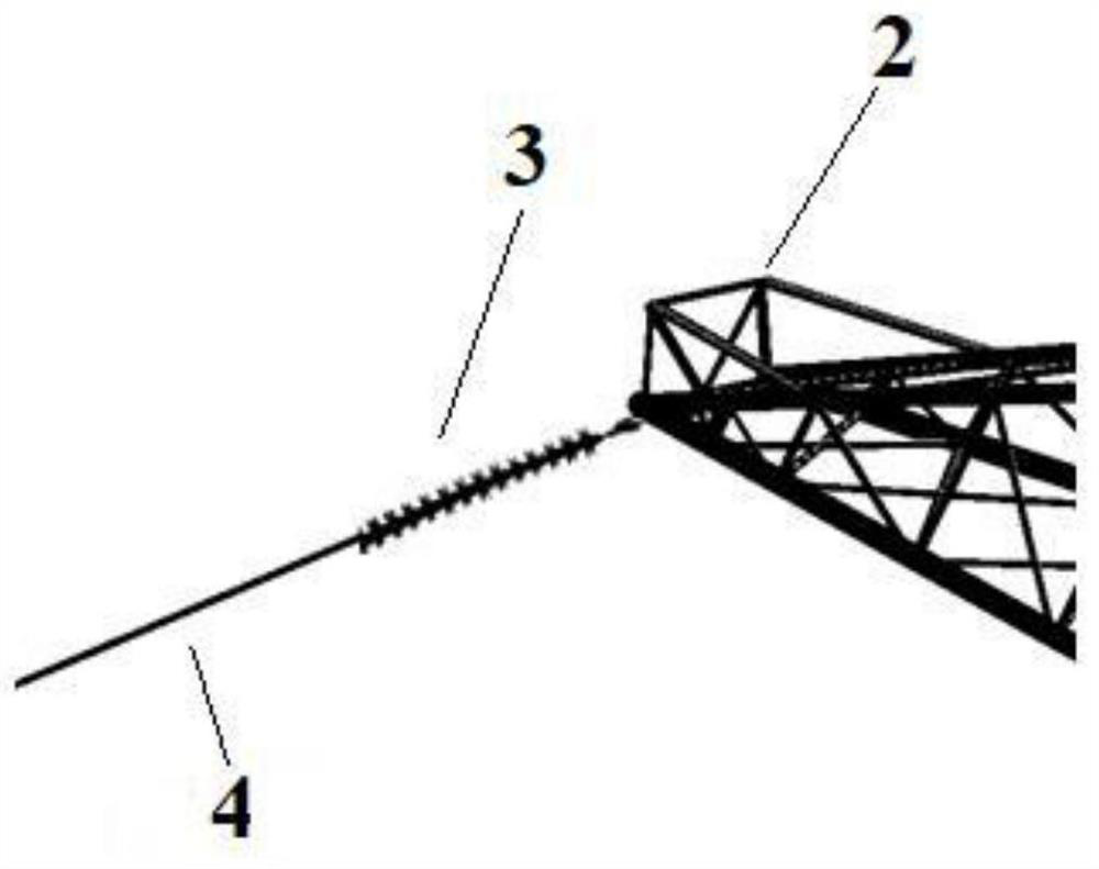 Shock absorbing damper for tension tower of transmission line and its installation structure