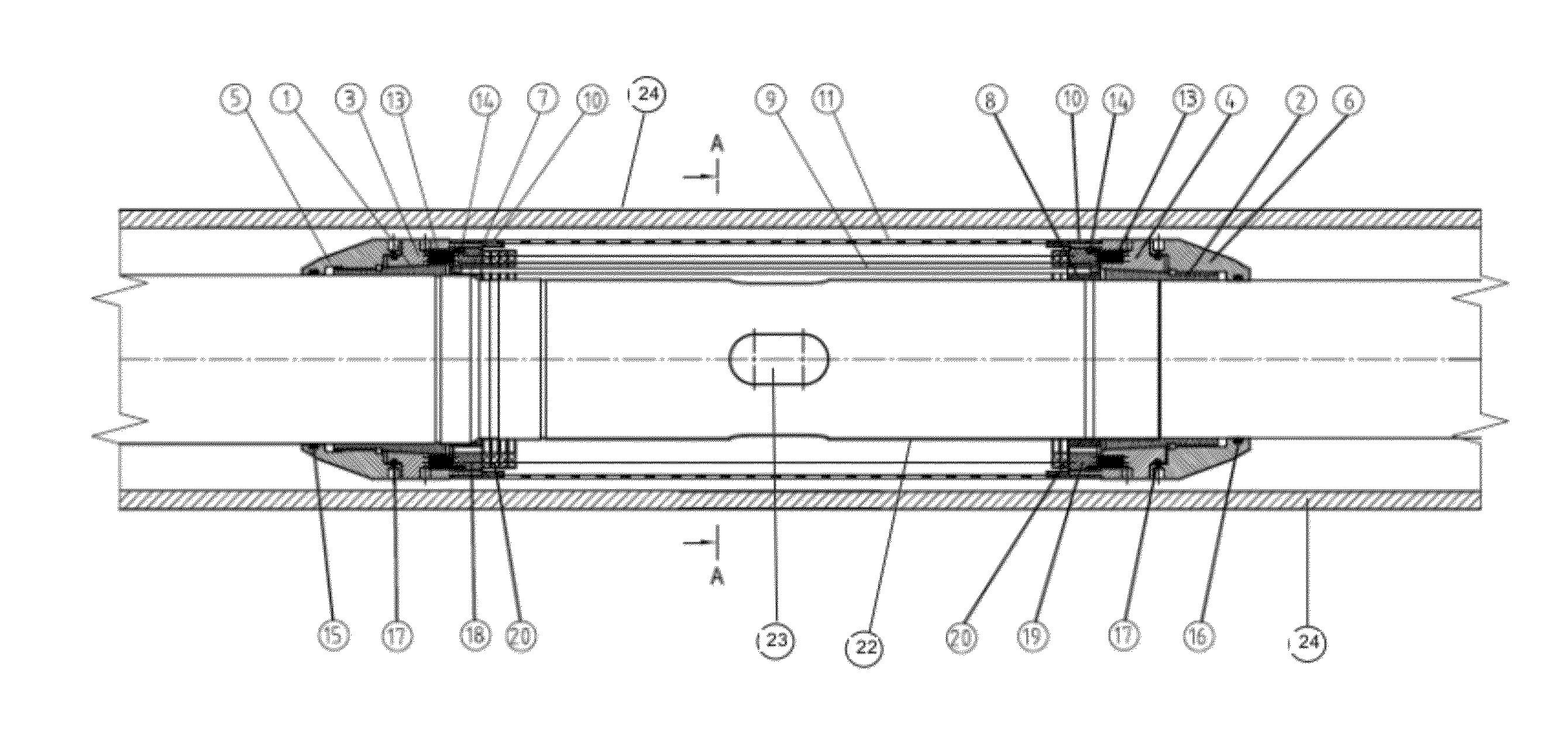 Separating device for tubular flow-through devices