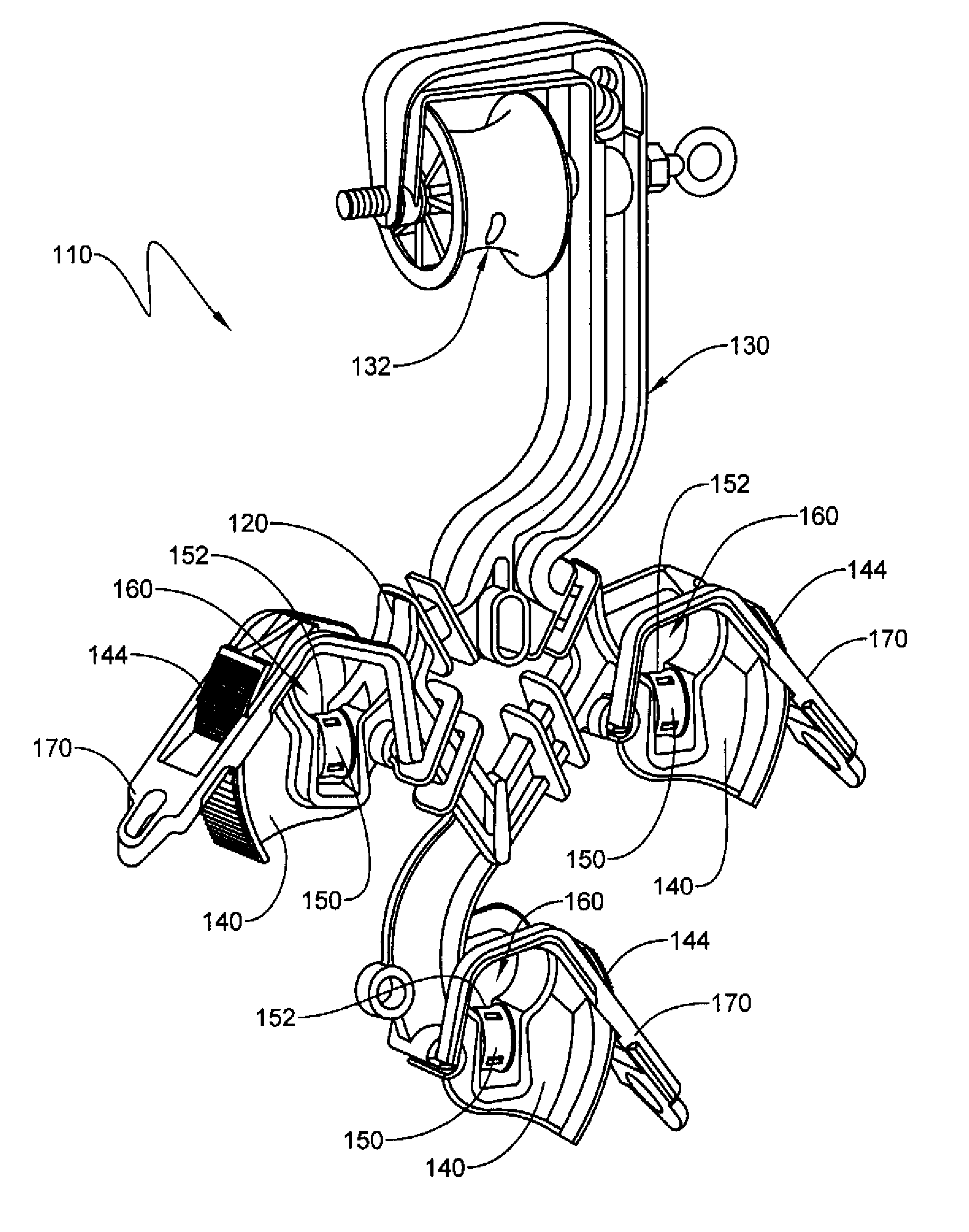 Aerial cable spacer apparatus with rollers and associated methods thereof