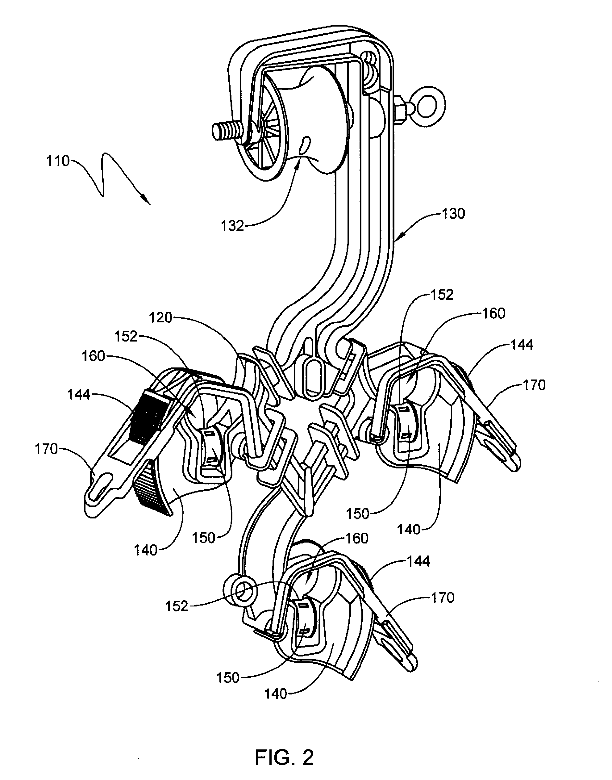 Aerial cable spacer apparatus with rollers and associated methods thereof