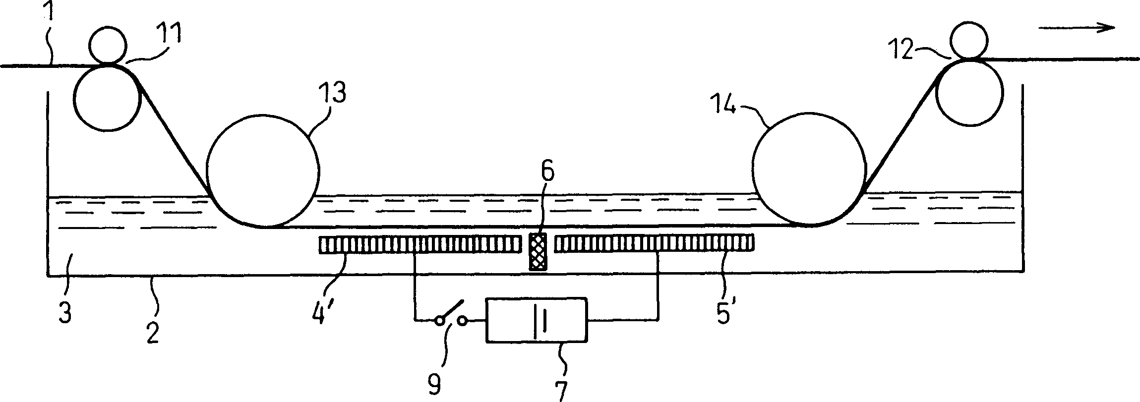 Method and its device for connection electric continuous electrolytic corrosion between metal belts