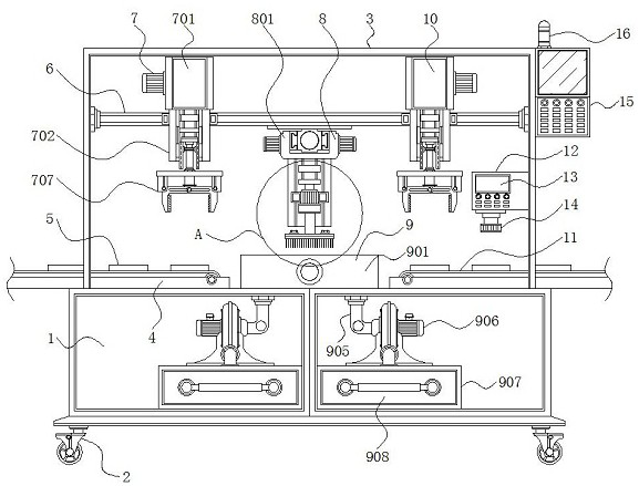 Detection equipment with dust removal structure for computer keyboard processing