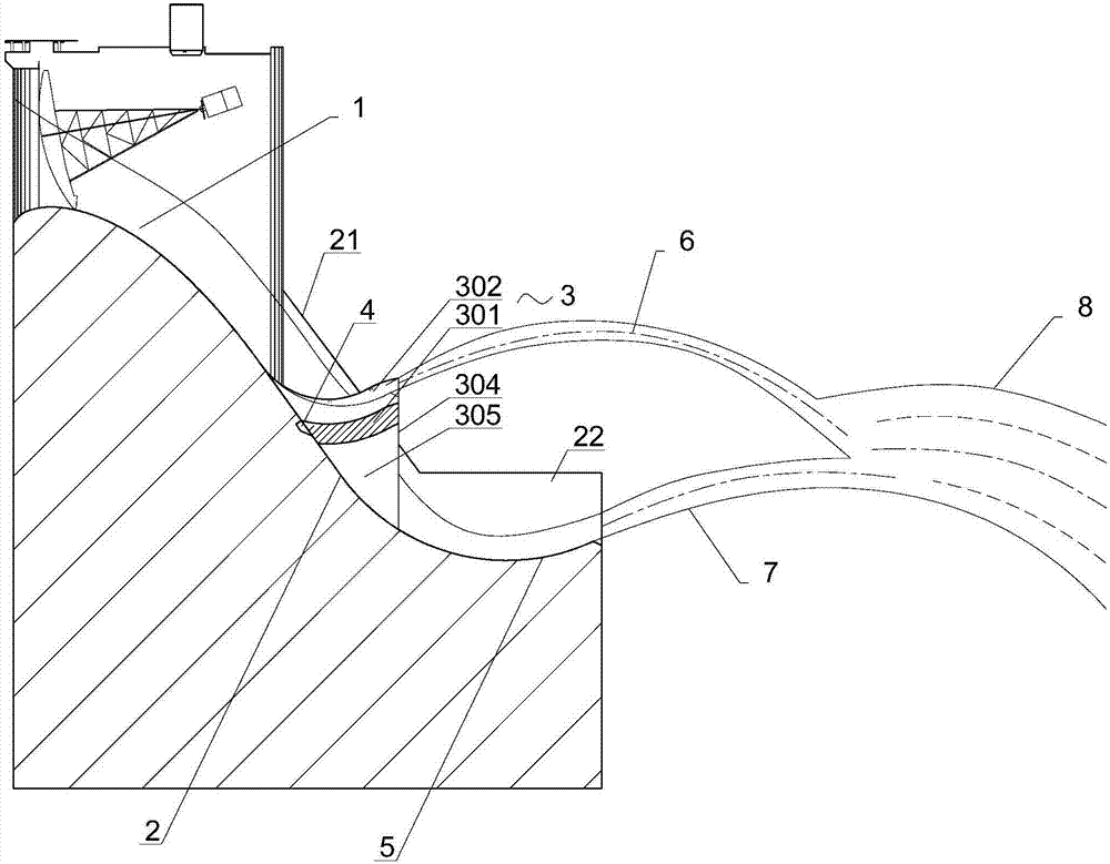 Jet-flow control structure for overflow surface of high dam