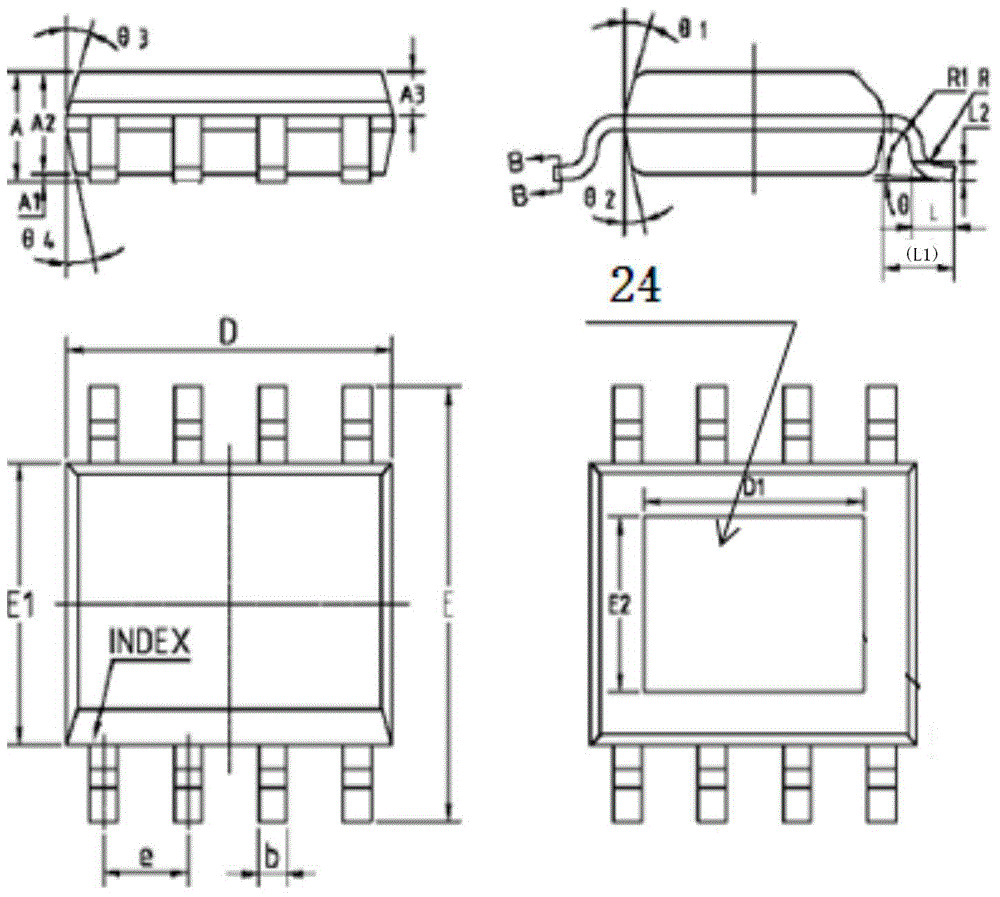 ESOP8 lead frame of medium-and high-power LED driving chip