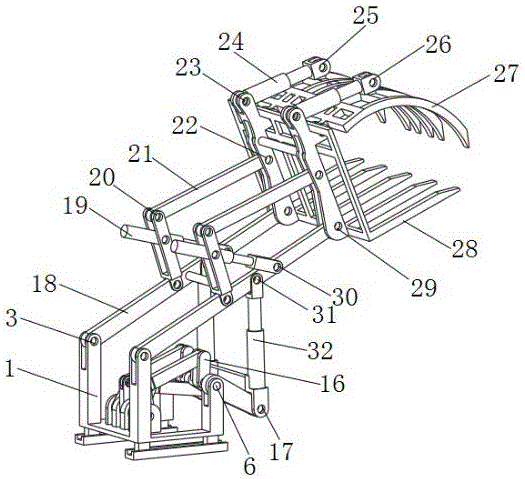 Planar controllable slippage type wood forklift with multi-unit connection rod driving function