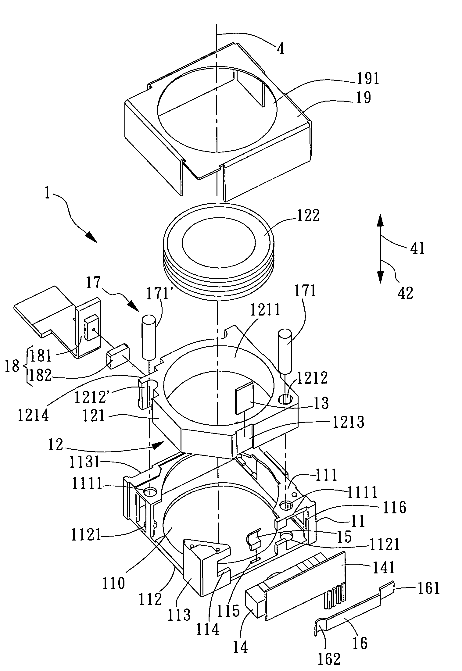 Piezoelectric driving module for lens